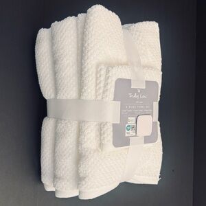 6pc TRULY LOU 100% Cotton Bath Towel Set - White